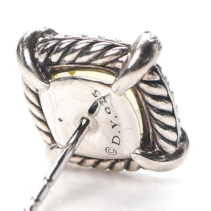 David Yurman Sterling Silver Diamond Lemon Citrine 9mm Chatelaine Earrings 4 of 4