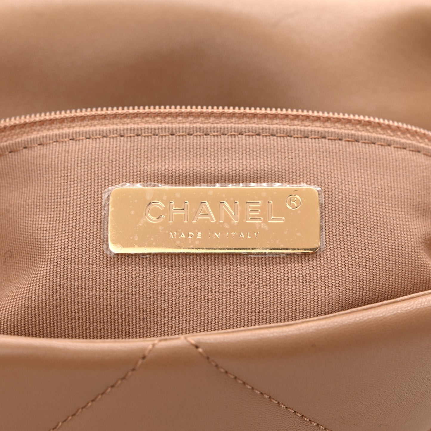 Lambskin Quilted Large Chanel 19 Flap Dark Beige