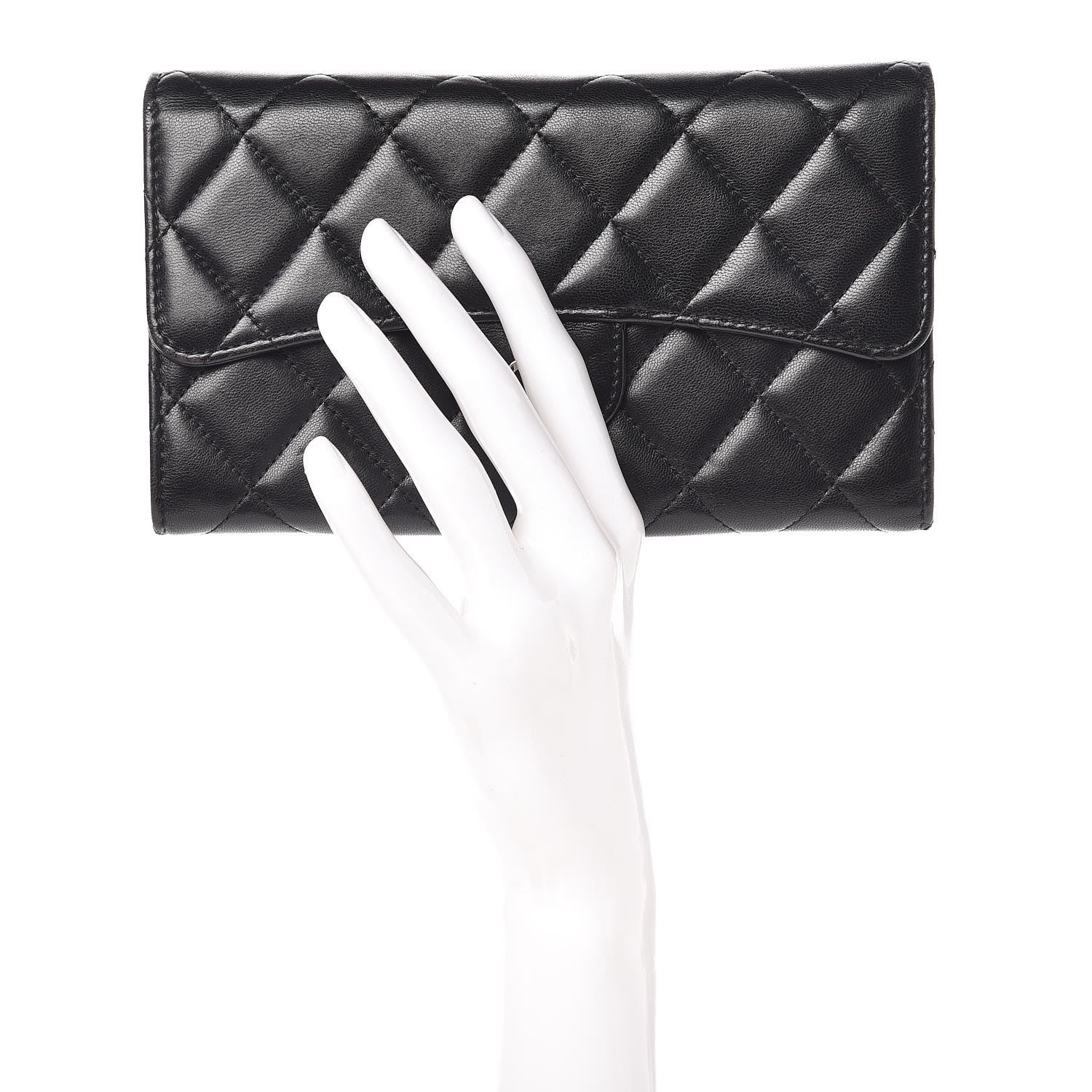 Chanel Lambskin Quilted Large Flap Wallet Black 2 of 10