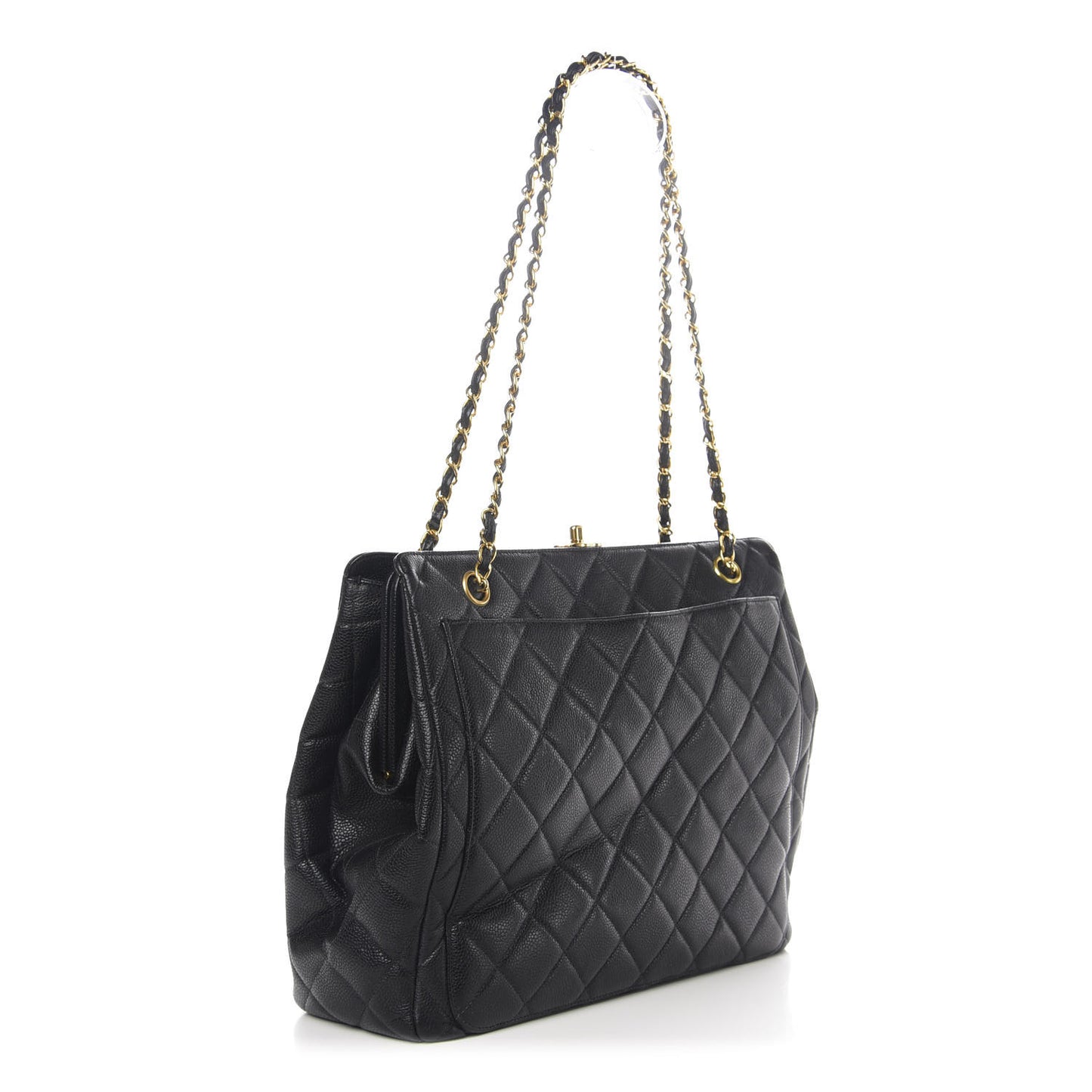 Caviar Quilted Frame Shoulder Bag Black