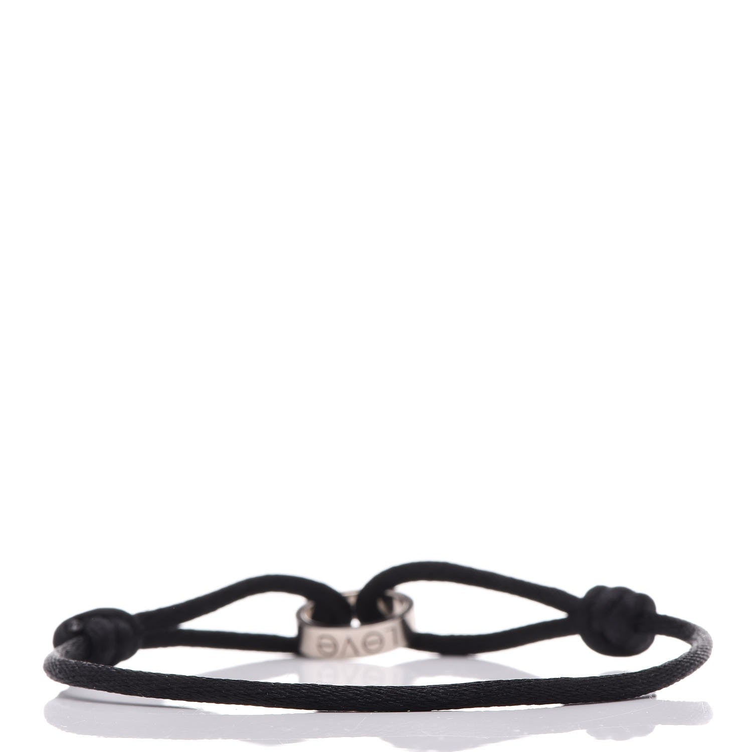 Cartier 18K White Gold Charity LOVE Adjustable Cord Bracelet Black 3 of 14