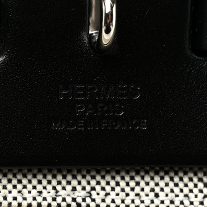 Hermes H Plume Canvas Vache Hunter Circuit Rider Hobnailed Herbag Zip Retourne 31 PM Black Ecru 7 of 11
