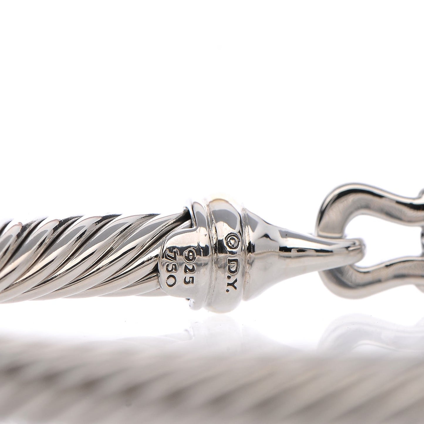 Sterling Silver 18K Yellow Gold 5mm Cable Classic Buckle Bracelet