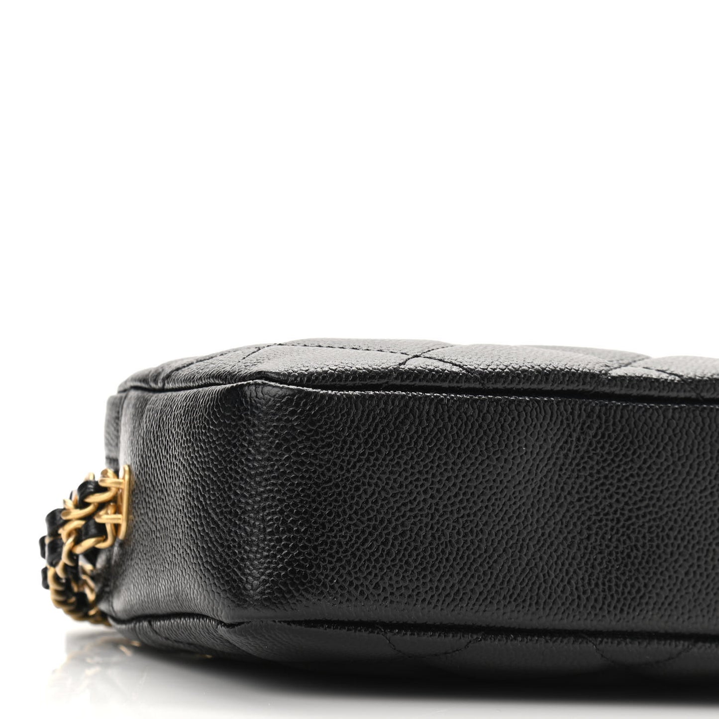 Shiny Caviar Quilted Chain Melody Camera Bag Black