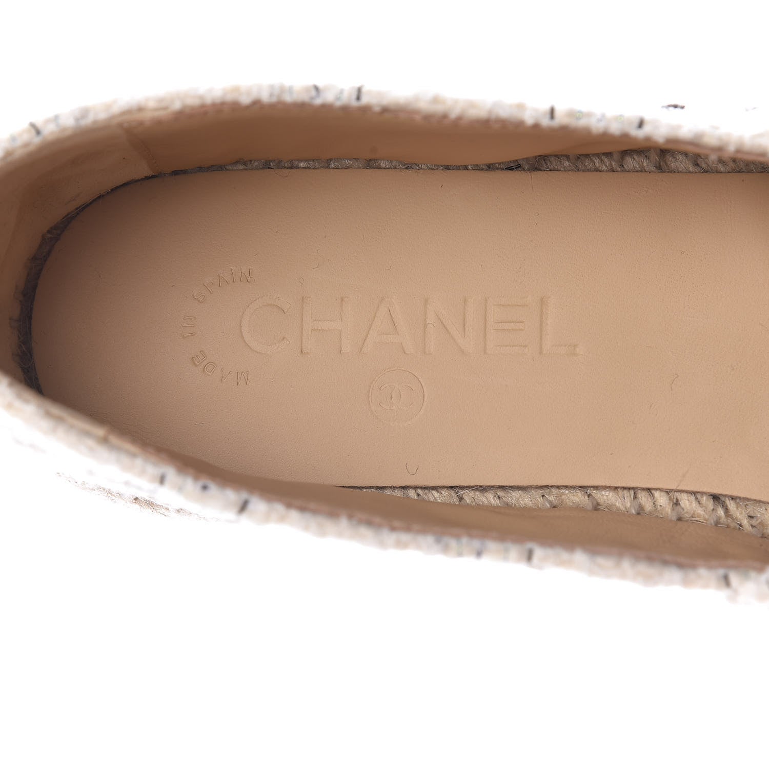 Chanel Tweed CC Espadrilles 41 Ecru White Blue Black 6 of 10