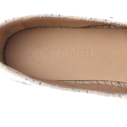 Chanel Tweed CC Espadrilles 41 Ecru White Blue Black 6 of 10