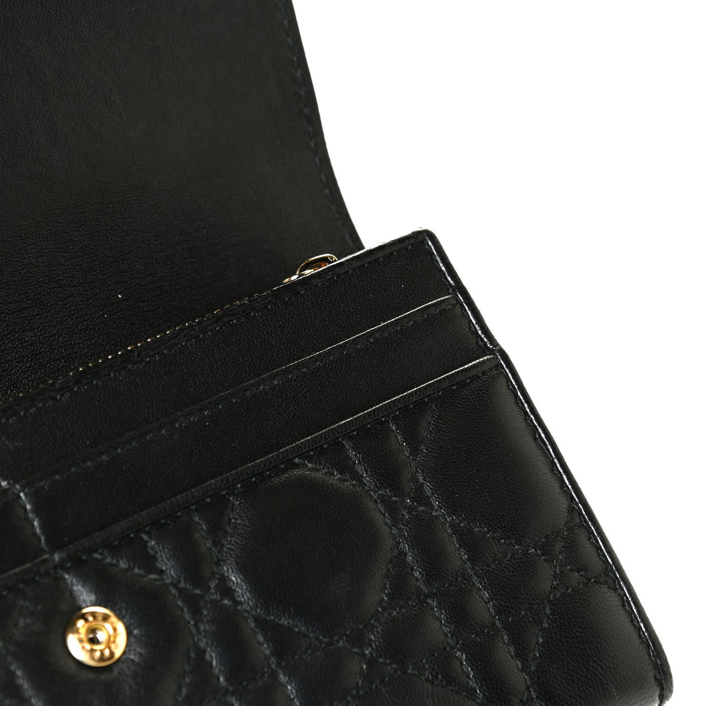 Lambskin Cannage Lady Dior Charm Wallet Black