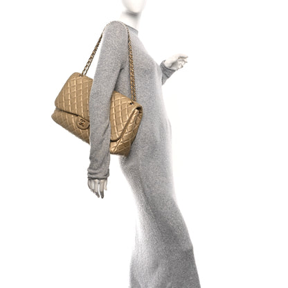 Chanel Metallic Calfskin Quilted Small XXL Travel Flap Bag Gold 2 of 10