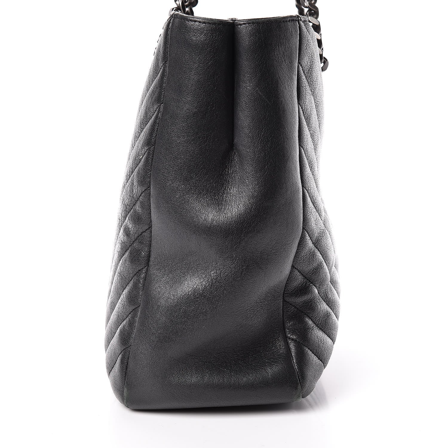 Saint Laurent Sheepskin Matelasse Chevron Large Monogram Shopping Bag Black 9 of 16