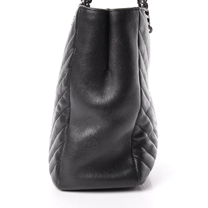 Saint Laurent Sheepskin Matelasse Chevron Large Monogram Shopping Bag Black 9 of 16