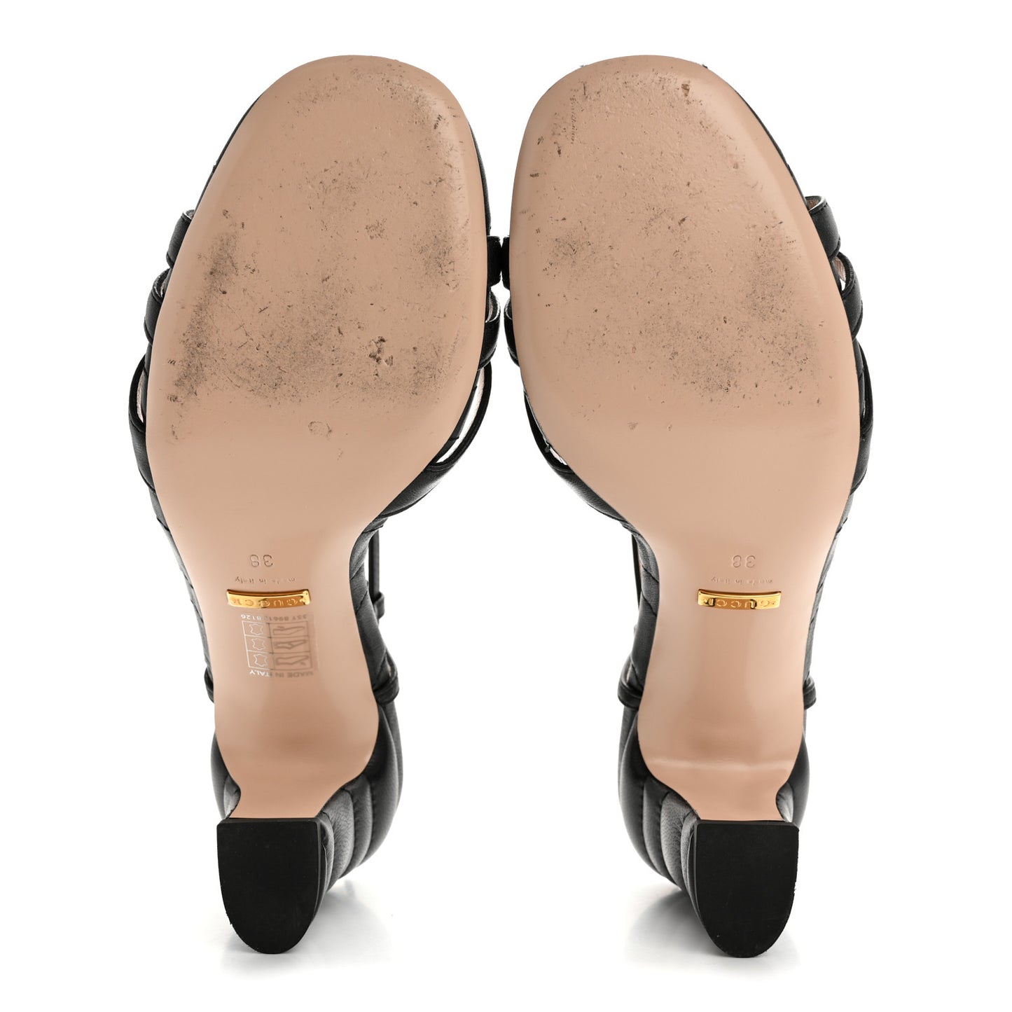 Nappa Matelasse T-Strap 40mm Sandals 38 Black