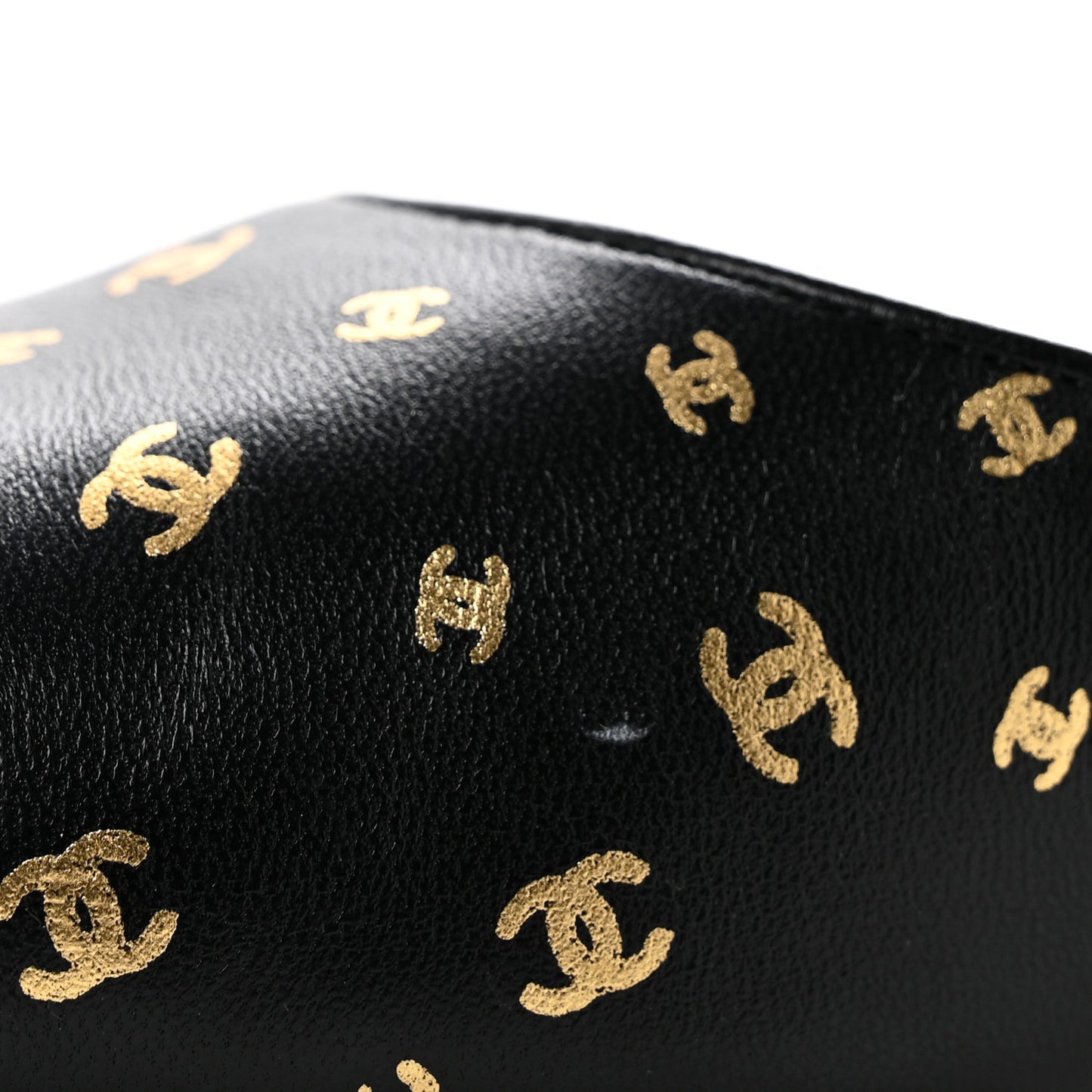 Printed Lambskin Patent Calfskin CC Slingbacks 39 Black Gold