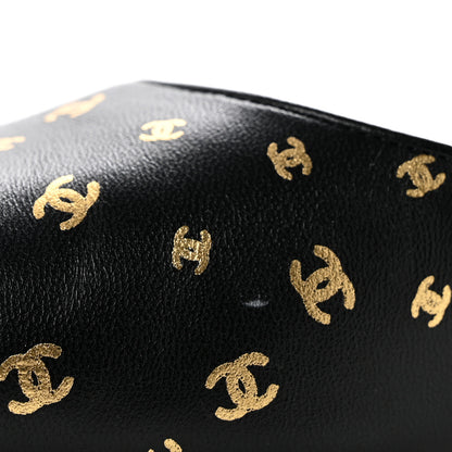 Chanel Printed Lambskin Patent Calfskin CC Slingbacks 39 Black Gold 11 of 11
