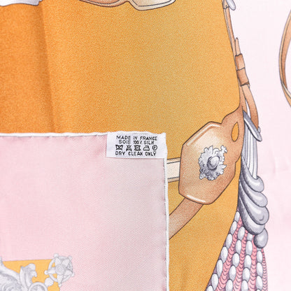 Hermes Silk Harnais De Cour Scarf 90 Rose Beige Caramel 5 of 5