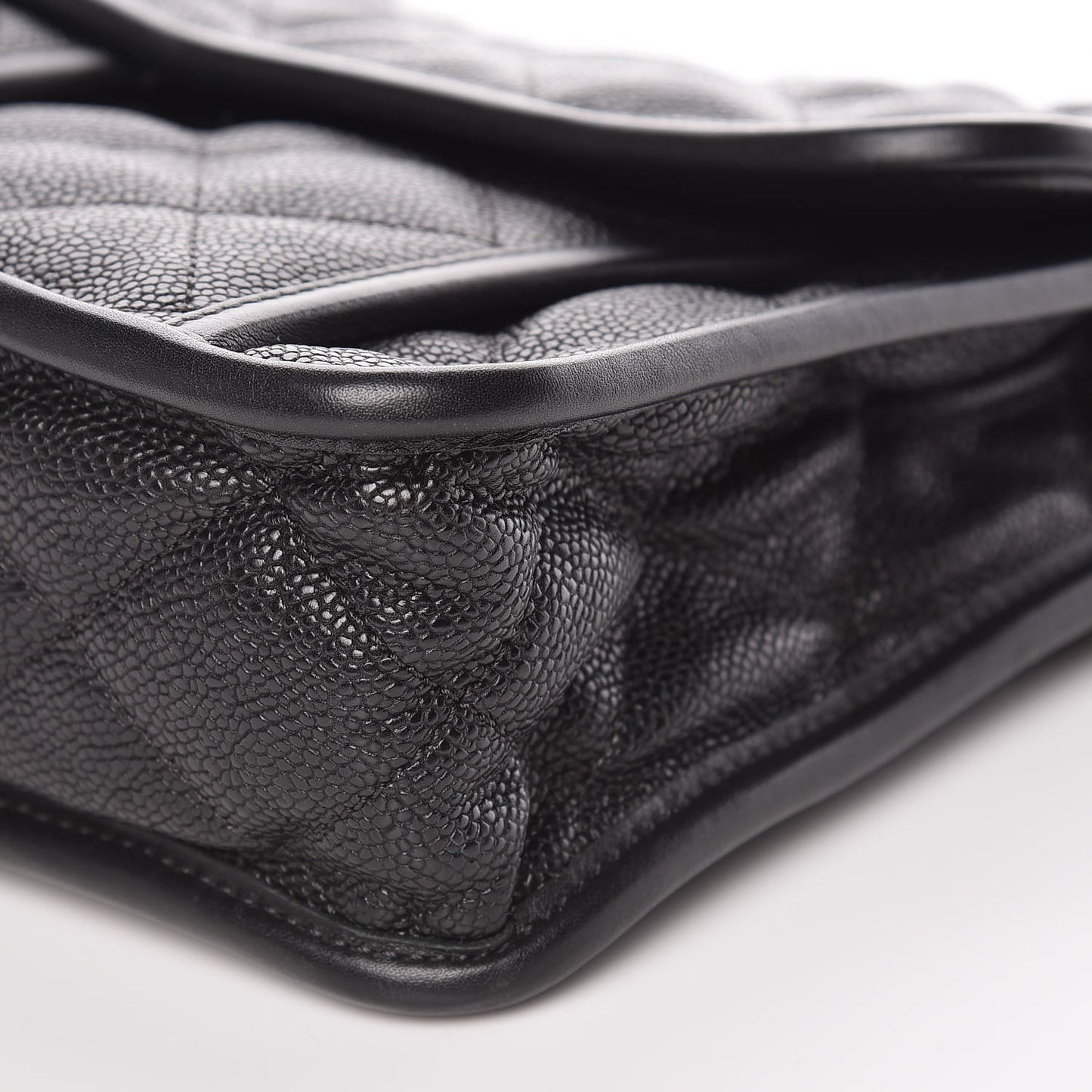 Caviar Quilted Large French Riviera Flap Black