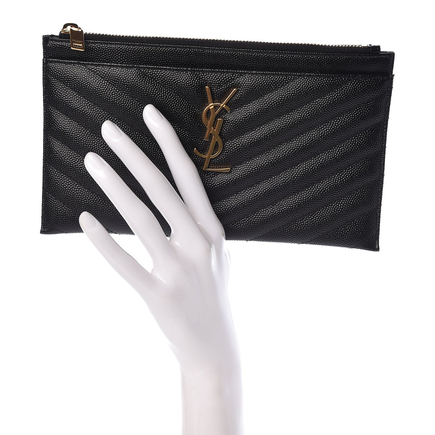Grain De Poudre Chevron Monogram Bill Pouch Black