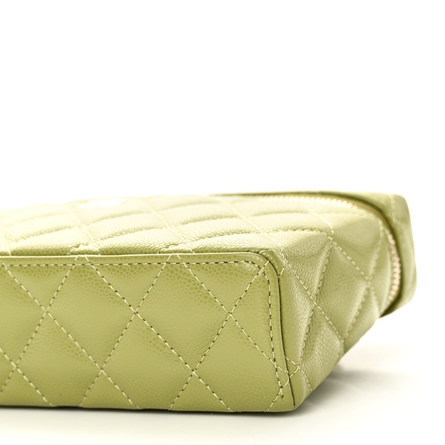 Chanel Caviar Quilted Top Handle Slim Vanity With Chain Khaki 10 of 11
