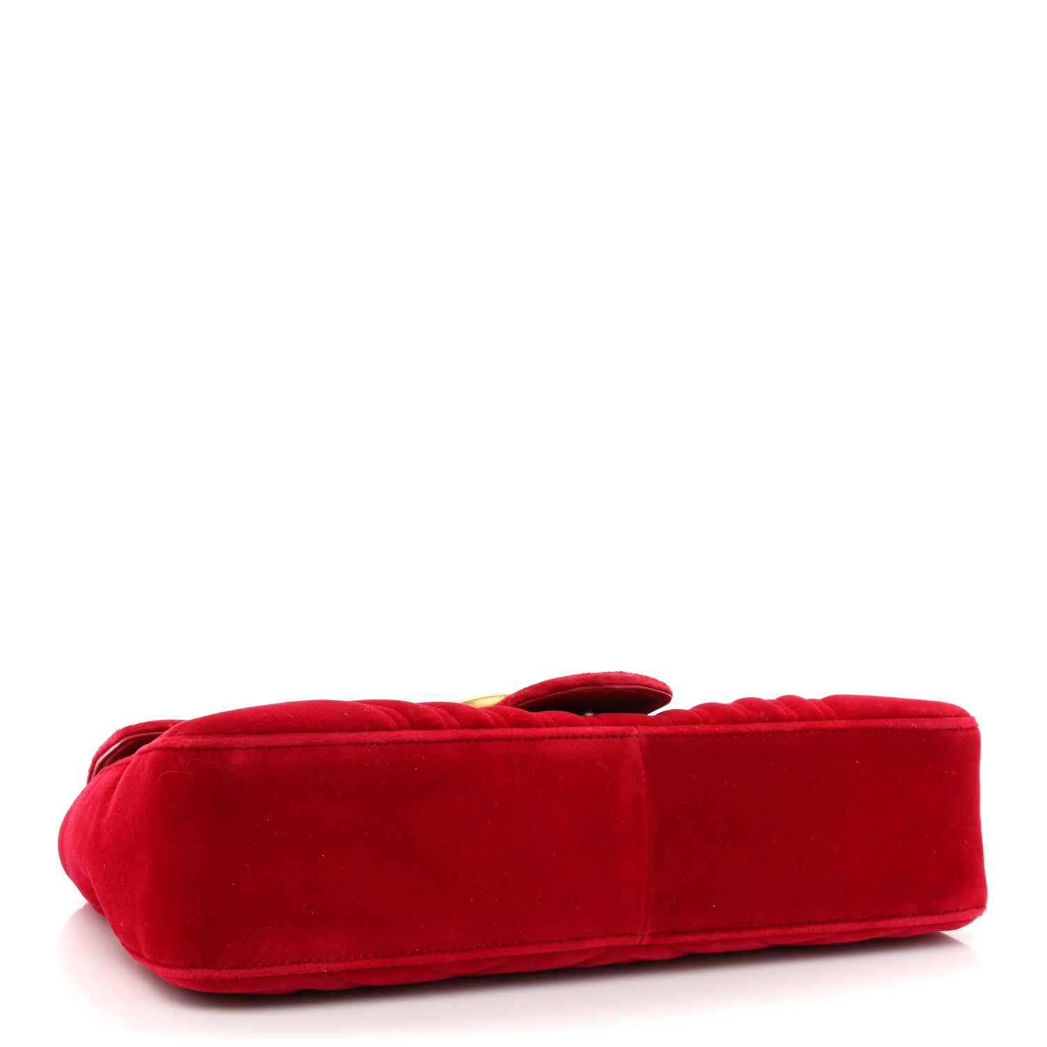 Gucci Velvet Matelasse Medium GG Marmont Shoulder Bag Hibiscus Red