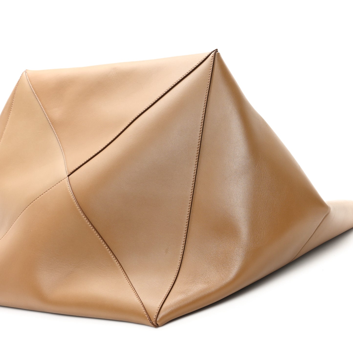 Shiny Calfskin XXL Puzzle Fold Shoulder Bag Oak