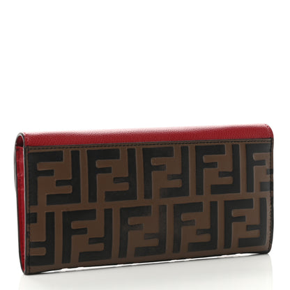 Fendi Vitello Cruise F is Fendi Bi-Color FF 1974 Embossed Continental Envelope Wallet On Chain Maya Black Fragola 3 of 9