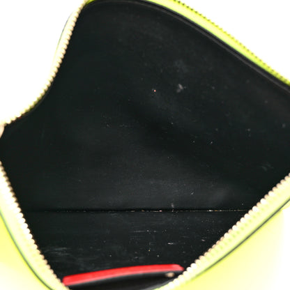 Valentino Garavani Calfskin Large VLogo Flat Zip Pouch Lime White 4 of 6