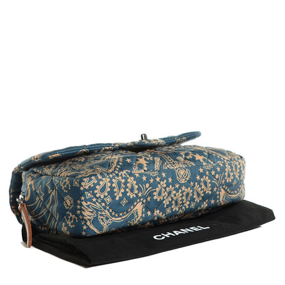 Chanel Cotton Quilted Paris Dallas Medium Bandana Flap Blue 4 of 8