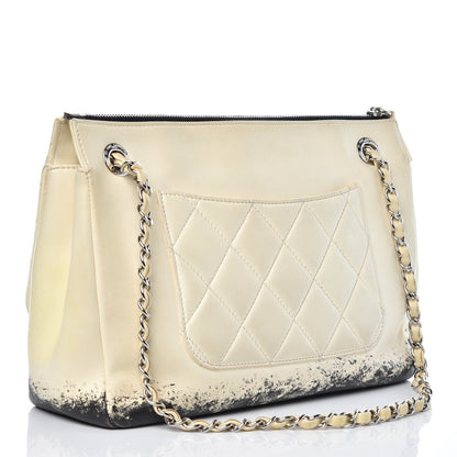 Chanel Lambskin Quilted Large Blizzard Zip Top Flap Light Beige Black 3 of 13