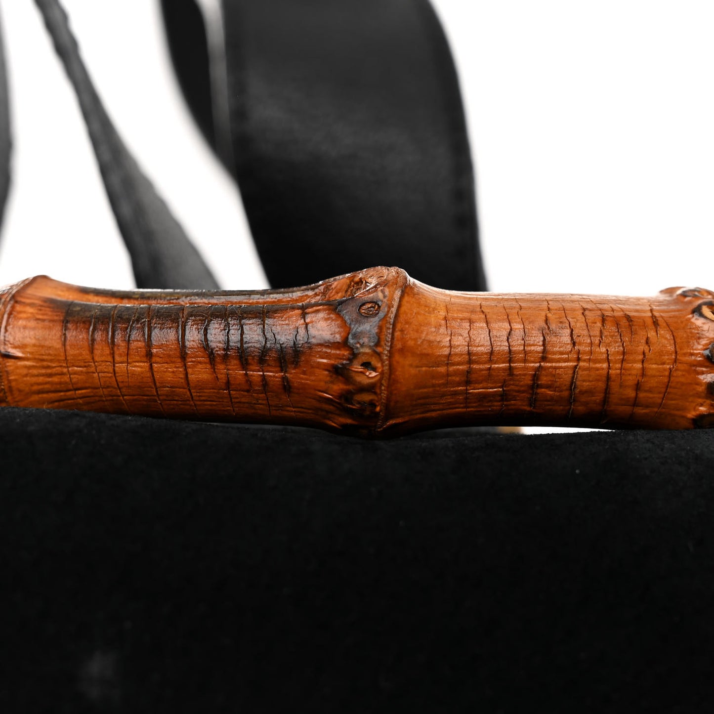 Suede Calfskin Bamboo Backpack Black