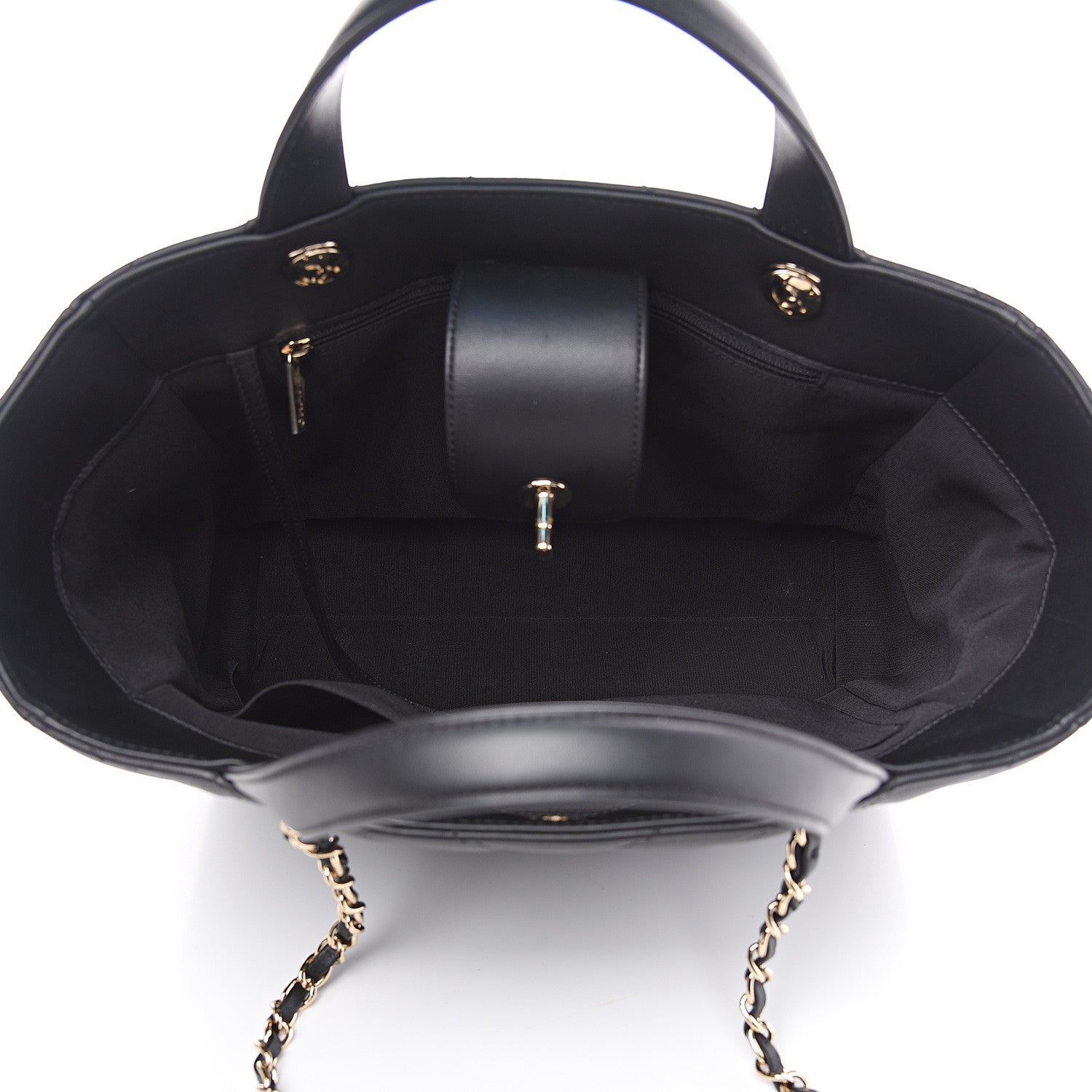 Chanel Calfskin Chevron Quilted Statement Shopping Tote Black 6 of 9