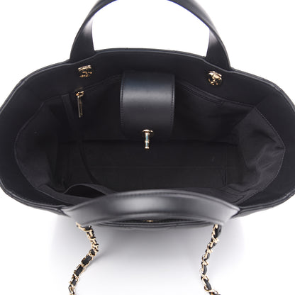 Chanel Calfskin Chevron Quilted Statement Shopping Tote Black 6 of 9