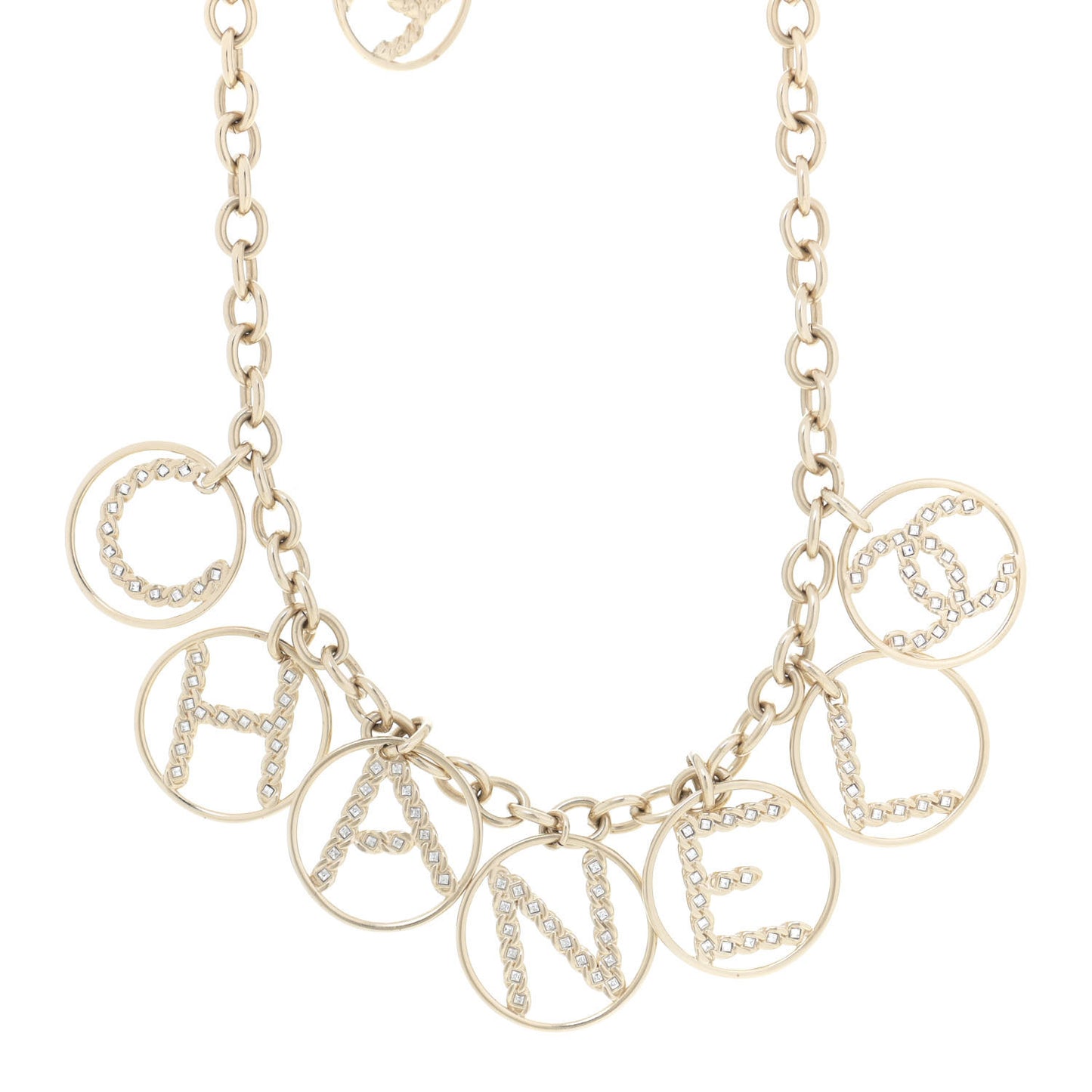 Metal Strass Crystal Logo Necklace Gold
