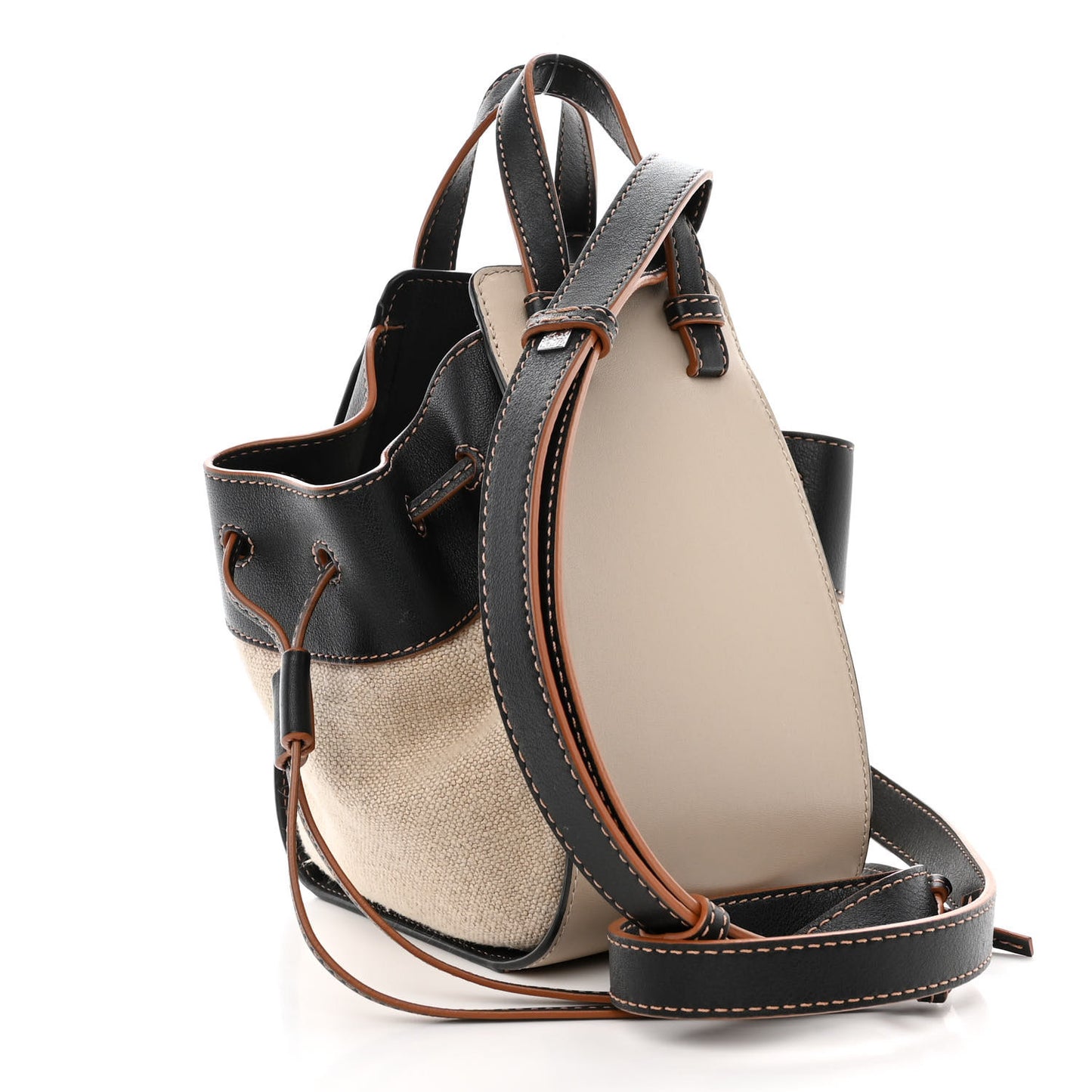 Calfskin Canvas Mini Hammock Shoulder Bag Mink Black