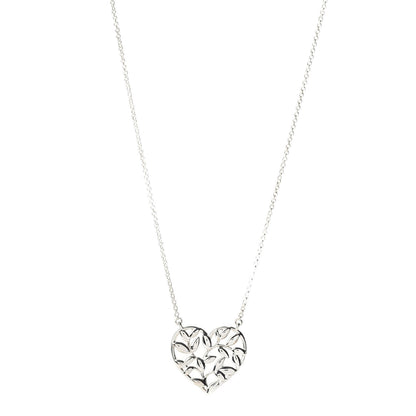 Tiffany Sterling Silver Paloma Picasso Olive Leaf Heart Pendant Necklace 1 of 4