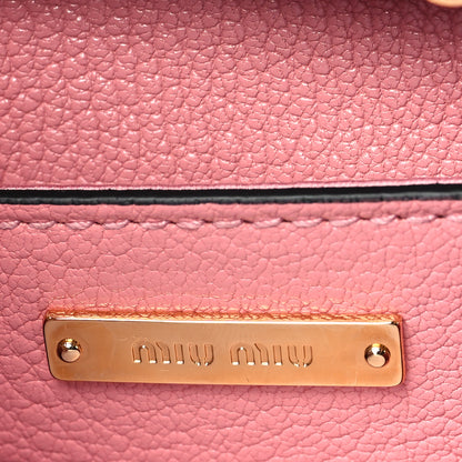 Miu Miu Goatskin Madras Soft Calfskin Crystal Pearl Embellished Shoulder Bag Rosa 6 of 10