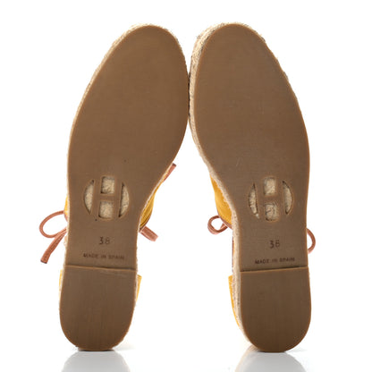 Hermes Canvas Womens Ankle Wrap Espadrilles Flats 38 5 of 9