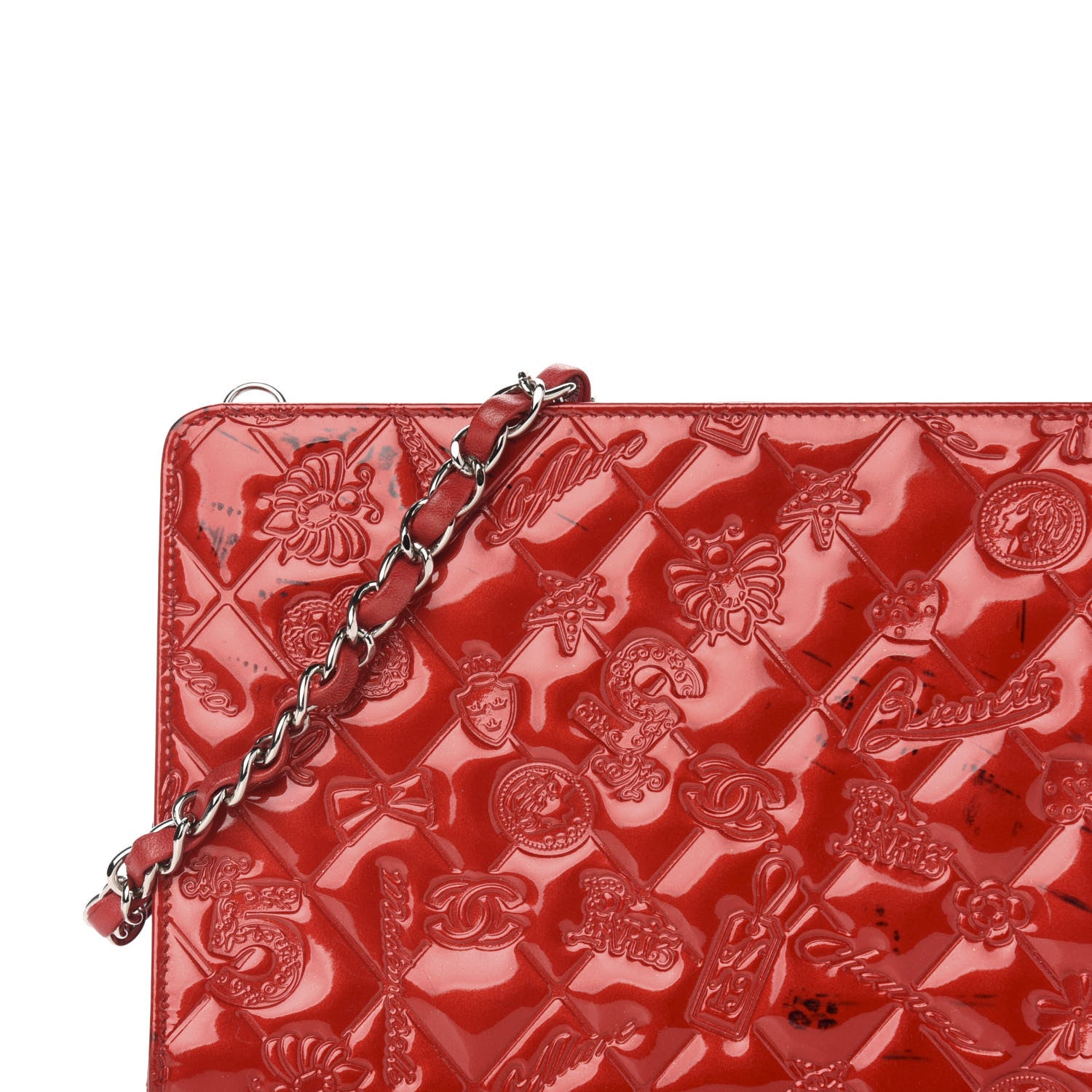 Chanel Patent Calfskin Lucky Symbols Pochette Red 15 of 15
