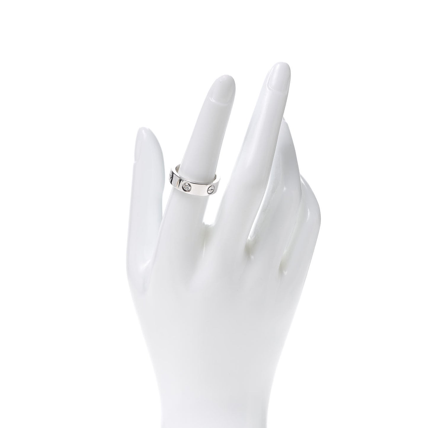 18K White Gold 3 Diamond 5.5mm LOVE Ring 54 6.75
