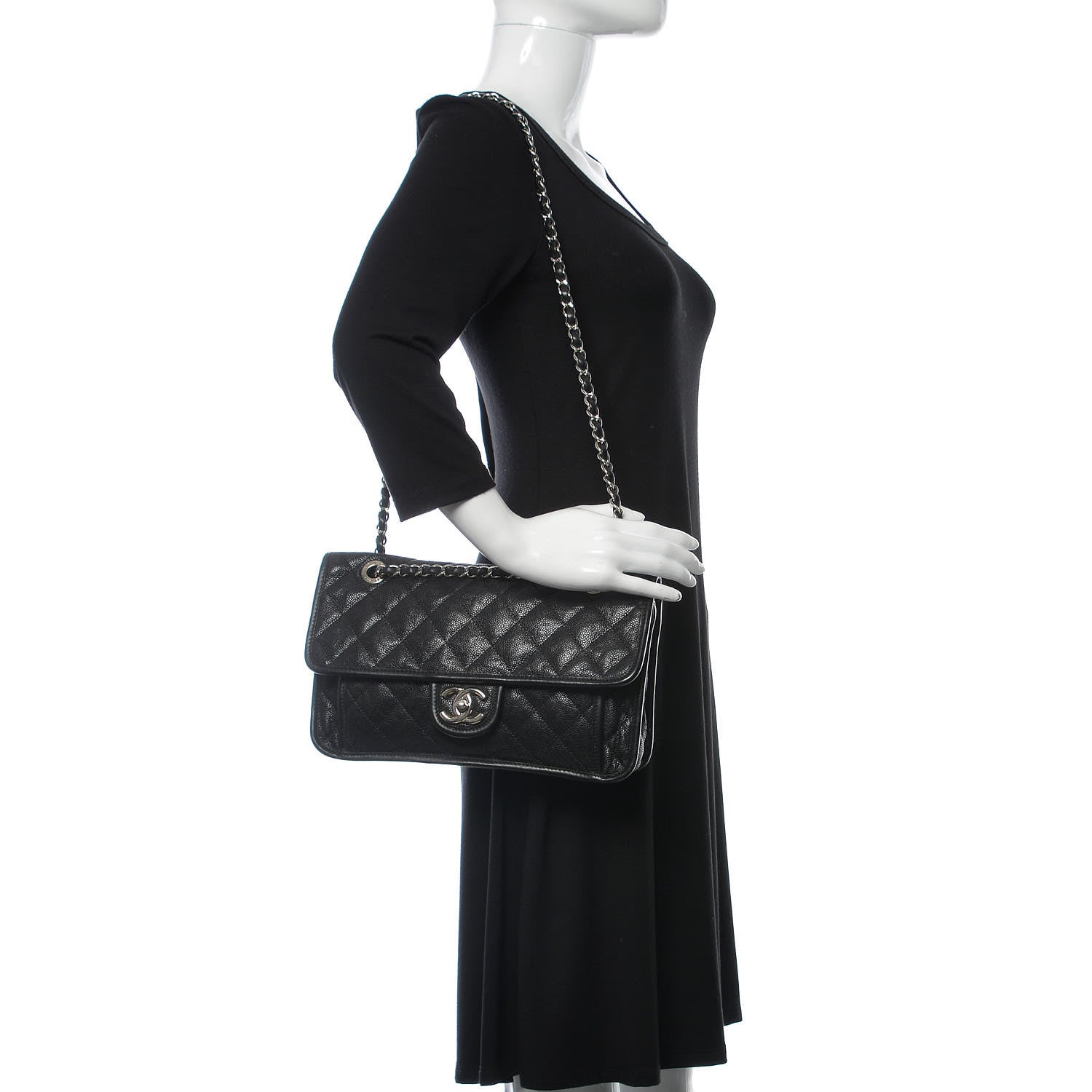 Chanel Caviar Quilted Medium French Riviera Flap Black 2 of 11