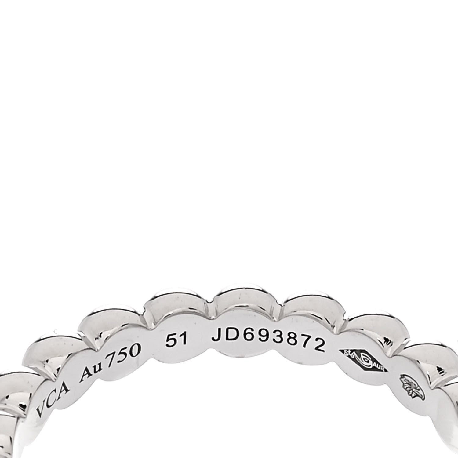 Van Cleef & Arpels 18K White Gold Medium Perlee Ring 51 5.75 4 of 5