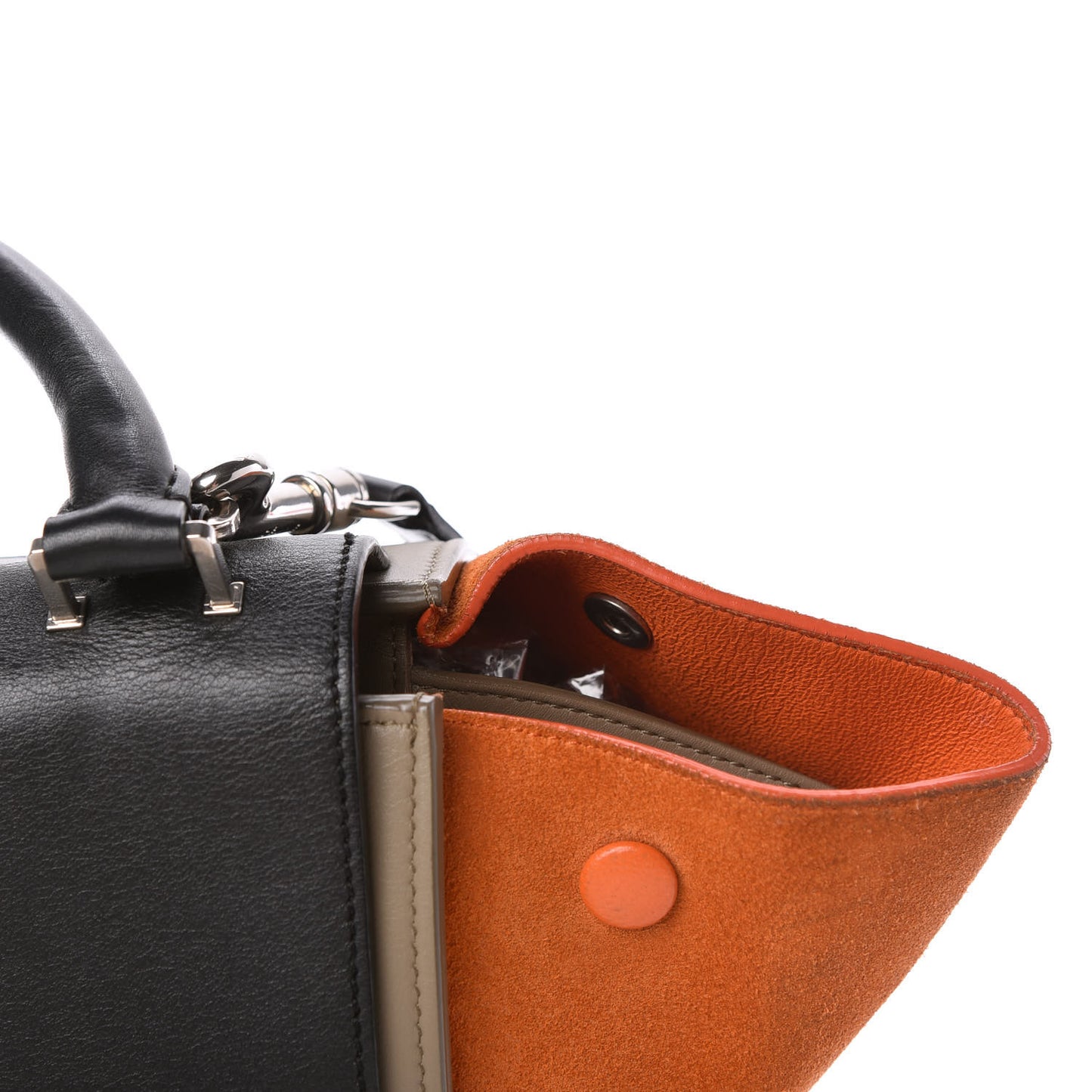 Smooth Calfskin Suede Small Tri-Color Trapeze Orange