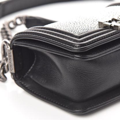Chanel Galuchat Stingray Mini Boy Flap Black Silver 5 of 9