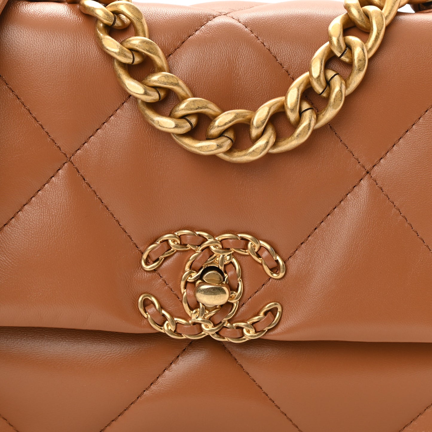 Lambskin Quilted Medium Chanel 19 Flap Brown