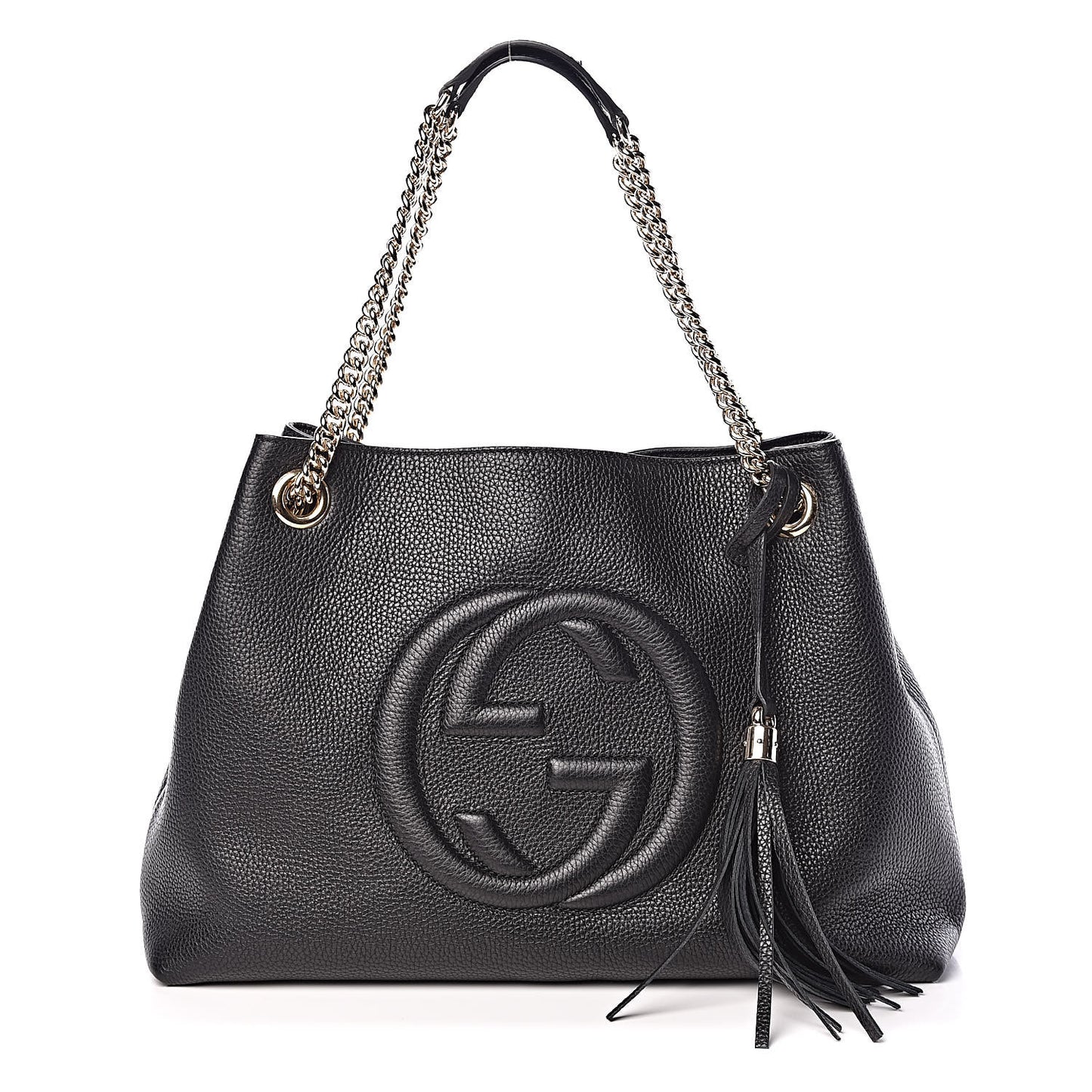 Pebbled Calfskin Medium Soho Chain Shoulder Bag Black