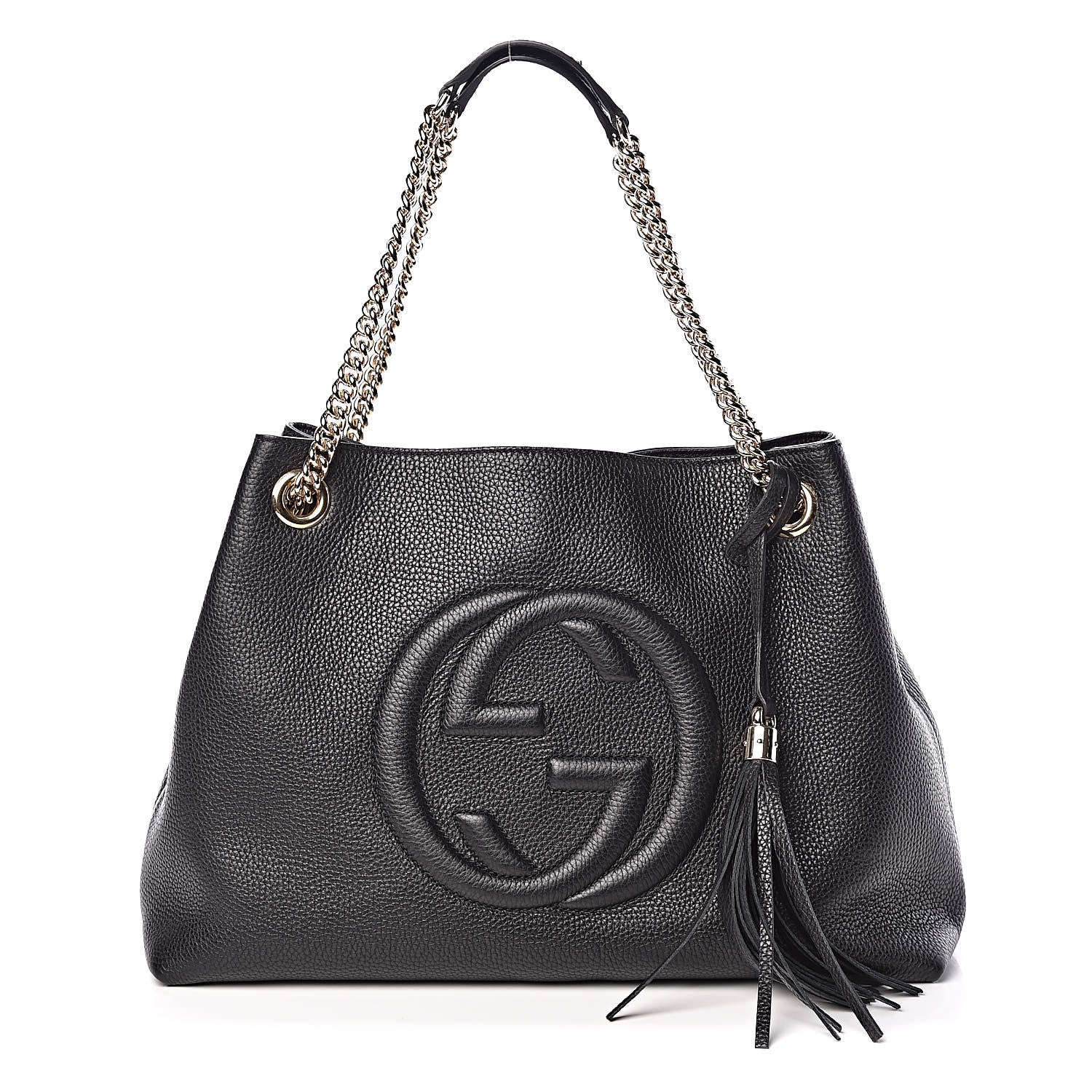 Gucci Pebbled Calfskin Medium Soho Chain Shoulder Bag Black 1 of 9