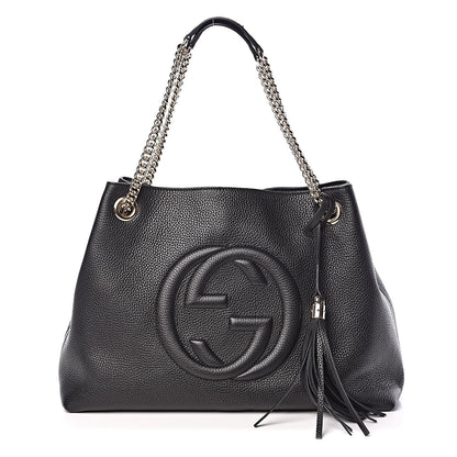 Gucci Pebbled Calfskin Medium Soho Chain Shoulder Bag Black 1 of 9