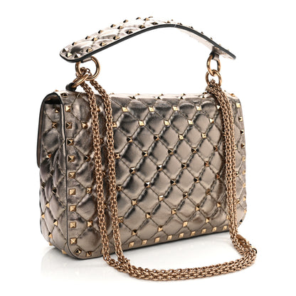 Valentino Garavani Metallic Lambskin Medium Rockstud Spike Shoulder Bag Sasso 2 of 8