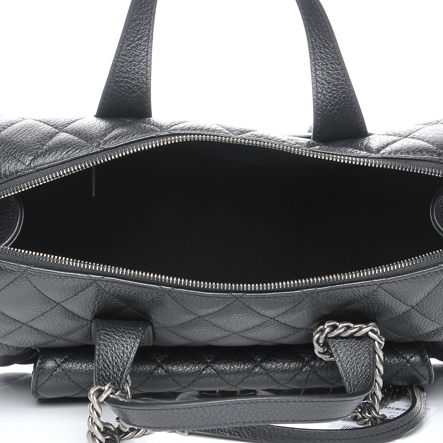 Calfskin Quilted Bowling Bag Black