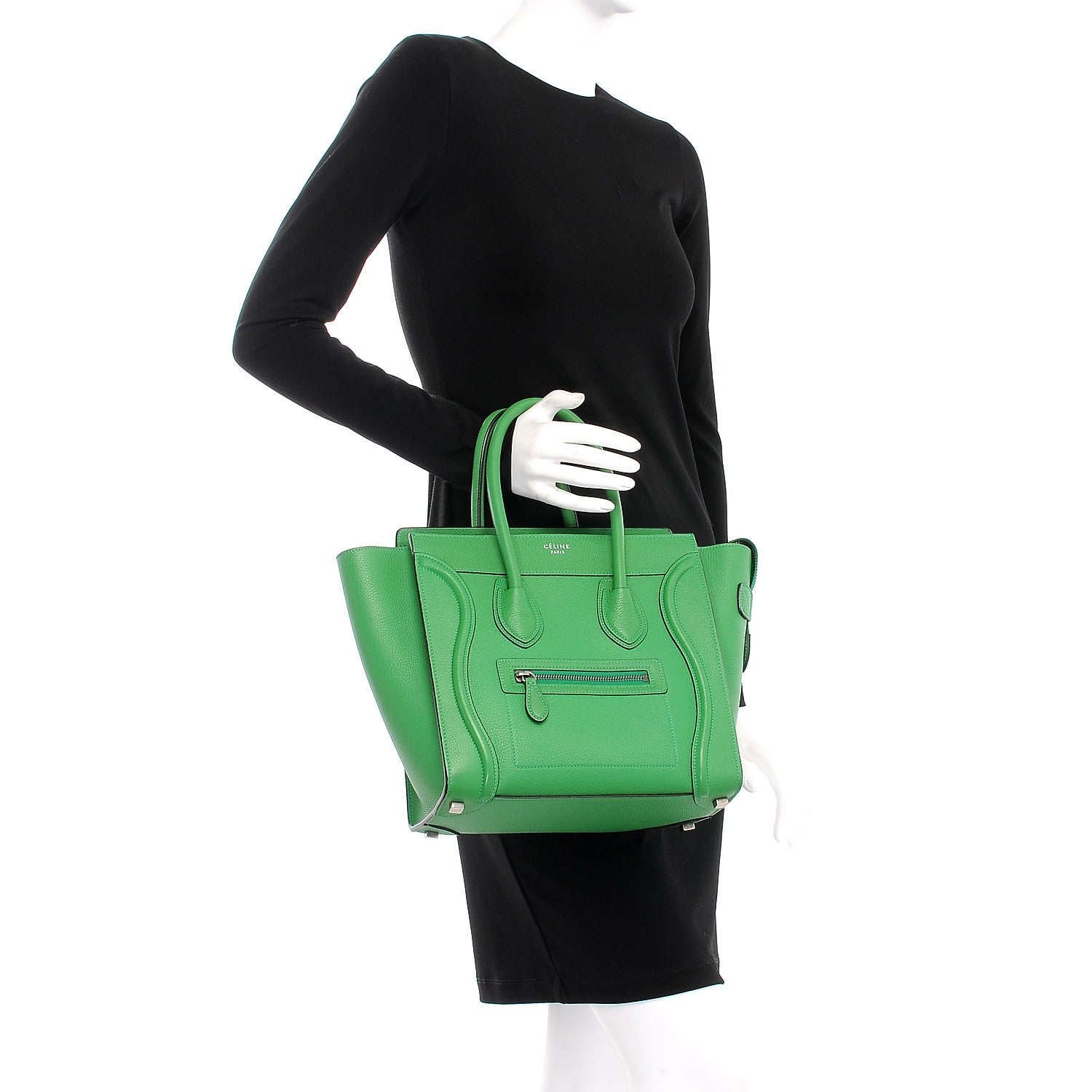 Celine Drummed Calfskin Micro Luggage Mint 2 of 12