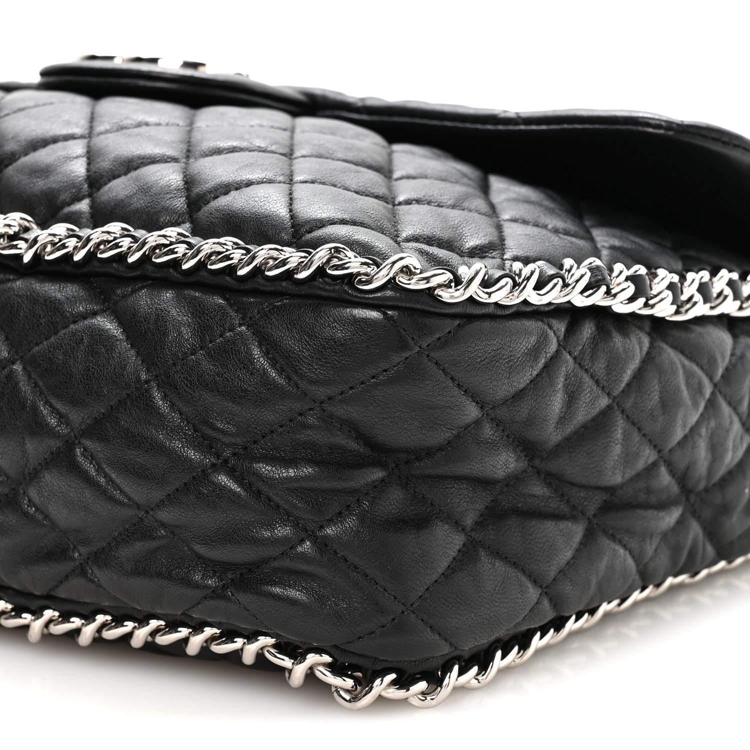 Chanel Washed Lambskin Quilted Maxi Chain Around Flap Black 10 of 10