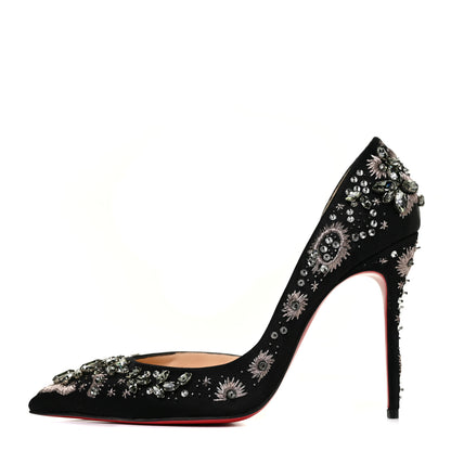 Christian Louboutin Satin Crystal Embellished Artifice 120 Pumps 39.5 Black 1 of 7